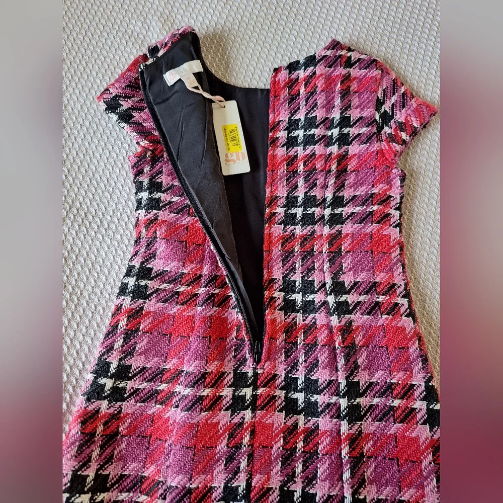 GB Girls Pink Red and Black Plaid Dress